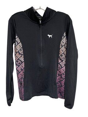 Victorias Secret Pink Ultimate Quarter-Zip Pullover Black Womens M